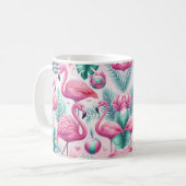 Mug Flamant rose rose Conception tropicale (Devant gauche)