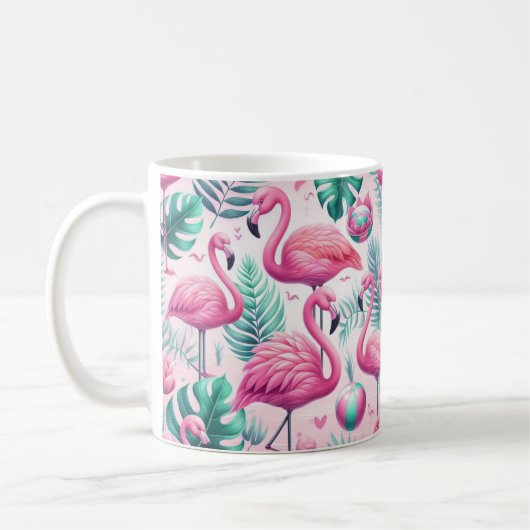 Mug Flamant rose rose Conception tropicale (Gauche)