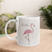 Mug Flamant rose rose élégant Moderne Calligraphie ten
