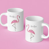 Mug Flamant rose rose élégant Moderne Calligraphie ten