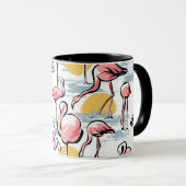 Mug Flamant rose rose et coucher de soleil | Tango tro (Devant droit)