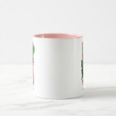 Mug Flamant rose rose Feuilles verts Lilly (Centre)