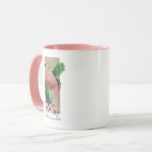 Mug Flamant rose rose Feuilles verts Lilly (Devant gauche)