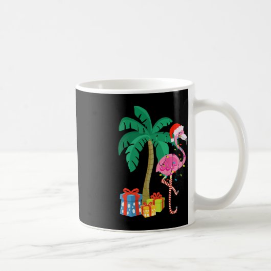 Mug Flamant rose rose Noël Palmier Tropical Xmas Fu (Droite)