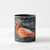 Mug Flamant rose rose Photo Black White Stripes Dare C (Centre)