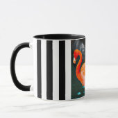 Mug Flamant rose rose Photo Black White Stripes Dare C (Gauche)