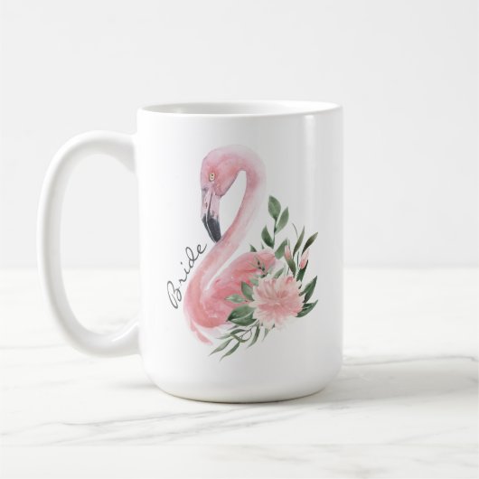 Mug Flamant rose rose tropicale Beach Mariée Mariée (Gauche)