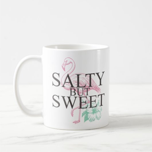 Mug Flamant rose "Salé mais doux" (Gauche)