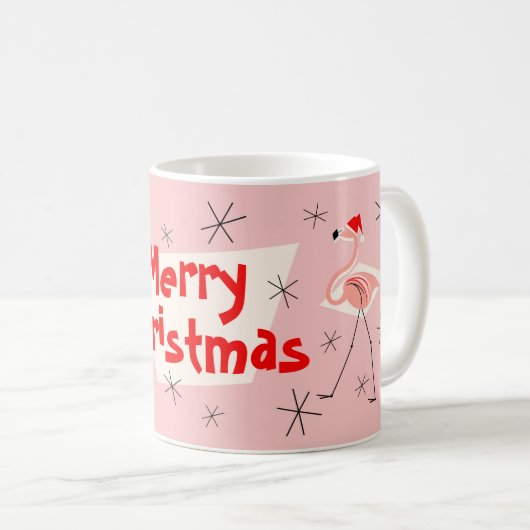 Mug Flamant rose Santas Pink Merry Christmas muet (Devant droit)
