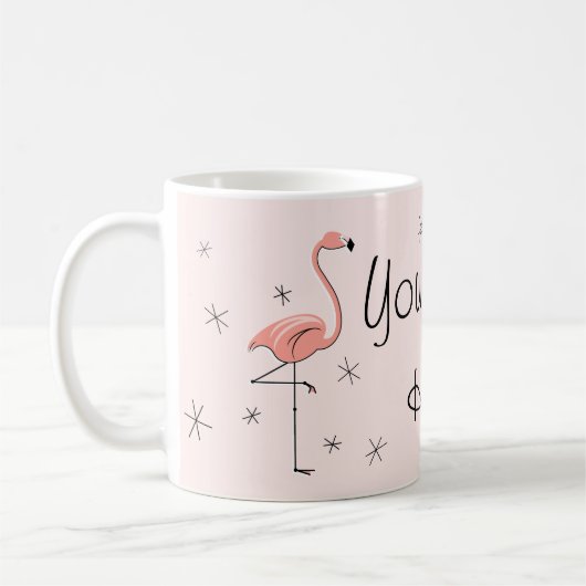Mug Flamant rose Texte rose (Gauche)