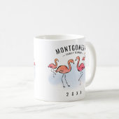 Mug Flamant rose tropical Nom du monogramme Famille Ré (Devant droit)