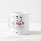 Mug Flamant rose tropical Nom du monogramme Famille Ré (Devant gauche)