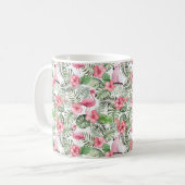 Mug Flamant Rose Tropical, Oiseau, Hibiscus & Verdure (Devant gauche)