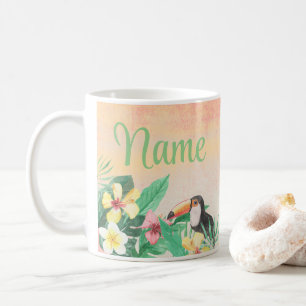 Mug Flamant rose Tropical Personnalisé Conception Café
