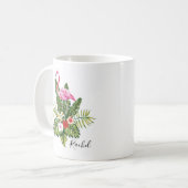 Mug Flamant rose tropical personnalisé Floral (Devant gauche)