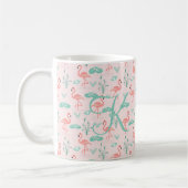 Mug Flamant Rose Vert Monogramme Oiseaux Tropicaux (Gauche)