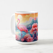 Mug Flamant Tropical avec Fleurs (Devant gauche)