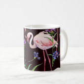 Mug Flamants d'aquarelle et fleurs sauvages motif. (Devant droit)