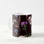 Mug Flamants d'aquarelle et fleurs sauvages motif. (Devant gauche)