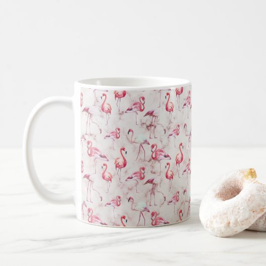 Mug Flamants roses Abstraits roses Aquarelle moderne (Avec donut)