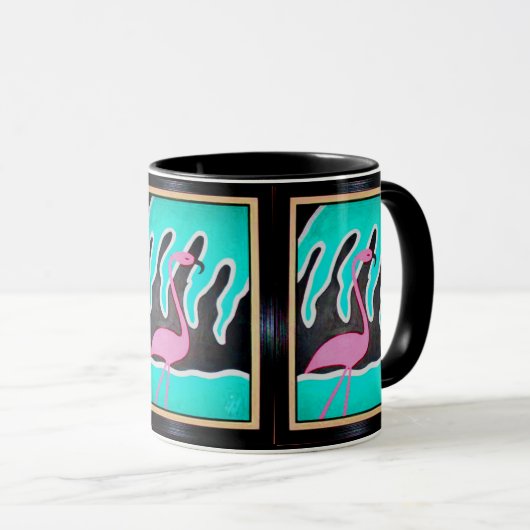 Mug Flamants roses d'art déco (Devant droit)