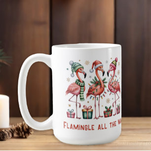 Mug Flamants roses de Noël Flamingle jusqu'au bout