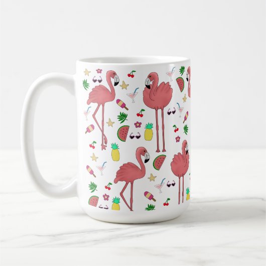 Mug Flamants roses et thème été (Gauche)