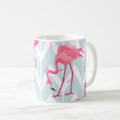 Mug Flamants roses gris clair : Vintage tropical. (Devant droit)