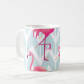 Mug Flamants roses gris clair : Vintage tropical. (Devant gauche)