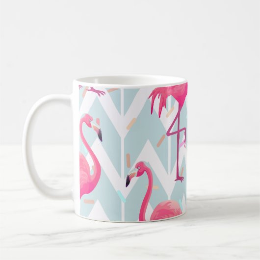 Mug Flamants roses gris clair : Vintage tropical. (Gauche)
