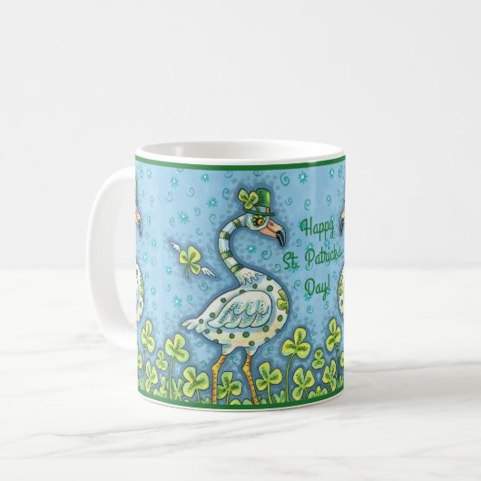 MUG FLAMANTS ROSES POLKA DOT VERT, FUNNY ST. JOUR DE P (Devant gauche)