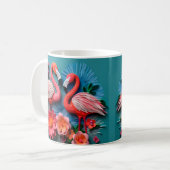 Mug Flamants roses rose 3D à l'apparence imprimée (Devant gauche)