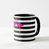 Mug Flamants roses roses, Blancs noirs, Personnalisé (Devant droit)