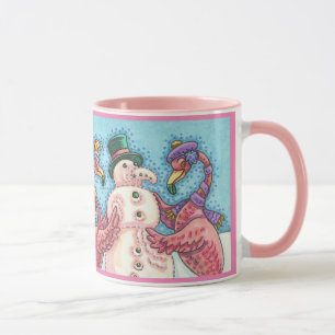 Mug Flamants roses roses construction Snowman CHRISTMA