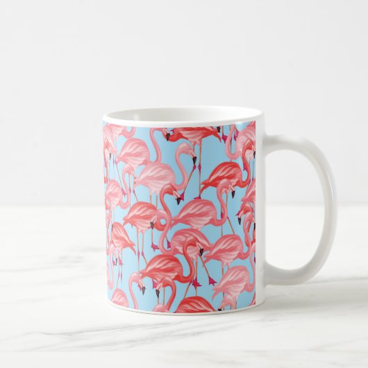 Mug Flamants roses roses lumineux sur le bleu (Droite)