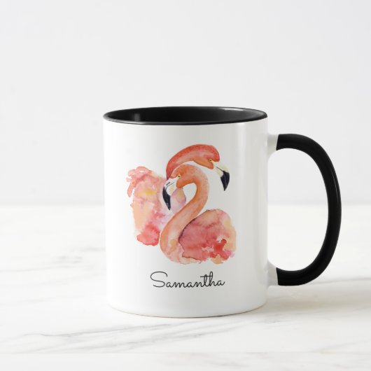 Mug Flamants roses roses Oiseaux tropicaux avec votre (Droite)