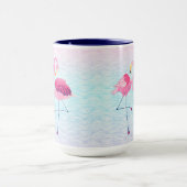 Mug Flamants roses Roses Sur Des Vagues D'Eau De Plage (Centre)