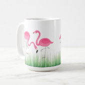 Mug Flamants roses Roses Sur Herbe Verte (Devant gauche)