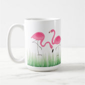 Mug Flamants roses Roses Sur Herbe Verte (Gauche)