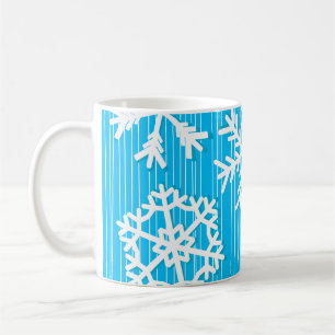 Mug Flambeaux blancs de Noël bleu et blanc