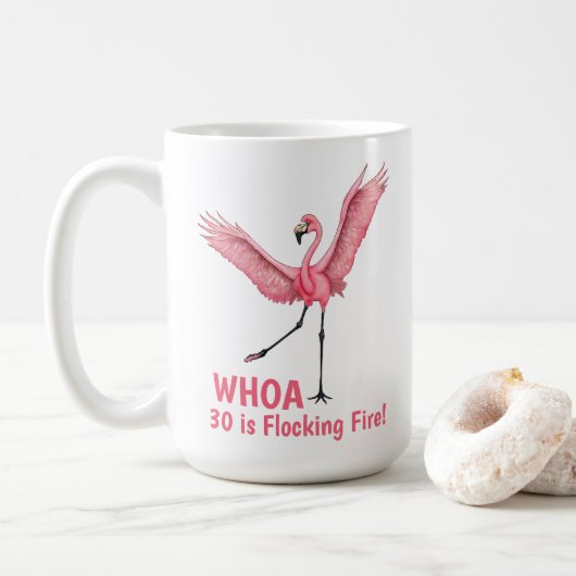 Mug Flamingo de feu rassemblé pour 30 ans (Avec donut)