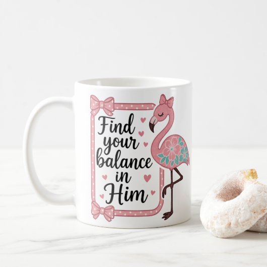 Mug Flamingo de la foi religieuse chrétienne verset de (Avec donut)