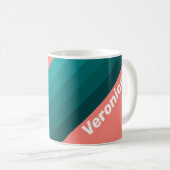 Mug Flamingo Rayures Aqua avec Nom (Devant droit)