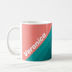 Mug Flamingo Rayures Aqua avec Nom