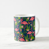 Mug Flamingo rose sur un dos rayé turquoise (Devant droit)