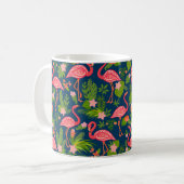 Mug Flamingo rose sur un dos rayé turquoise (Devant gauche)