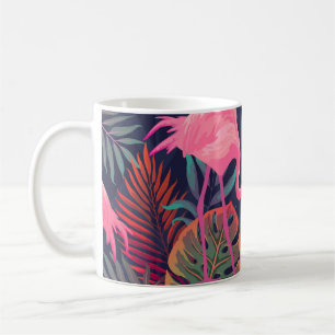 Mug Flamingo tropical : motif vintage de palmier.