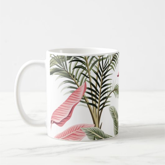 Mug Flamingo vintage rose tropicale, bananiers et  (Gauche)