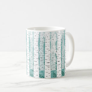 Mug Flamme de neige des bouleaux des bois d'hiver rayé