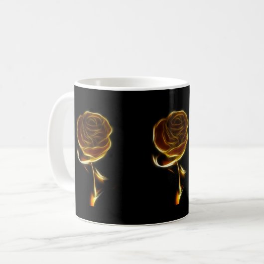Mug Flamme dorée des Roses sur le noir (Devant gauche)